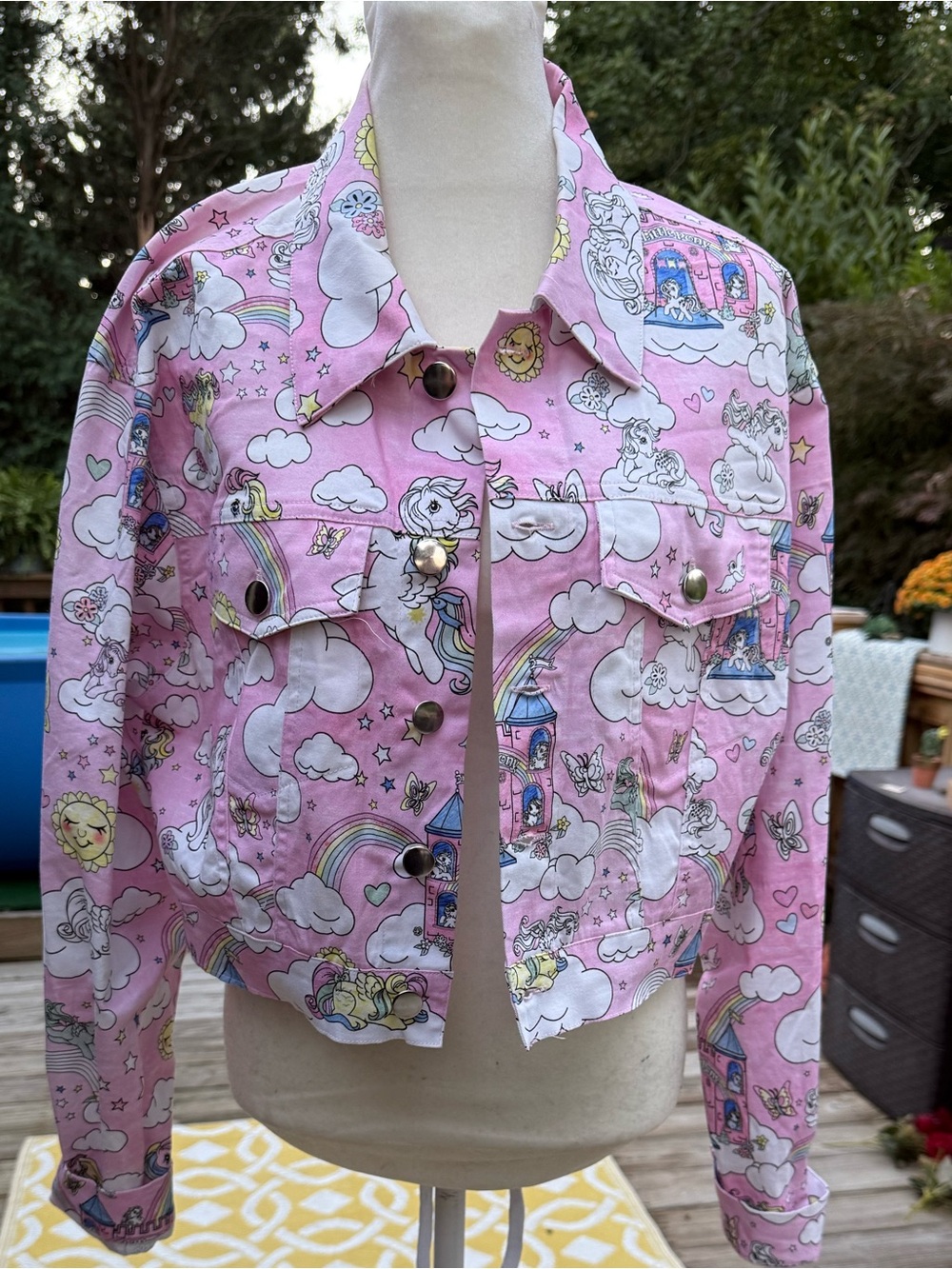 Dolls Kills x My Little Pony Cloud Castle Print Trucker Jacket l Cropped